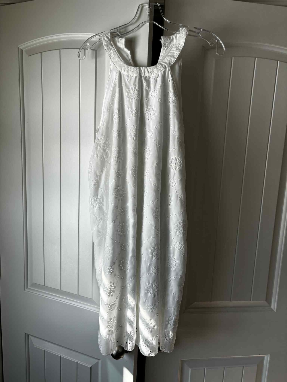 White Eyelet Halter Midi Dress - Classic Summer Style